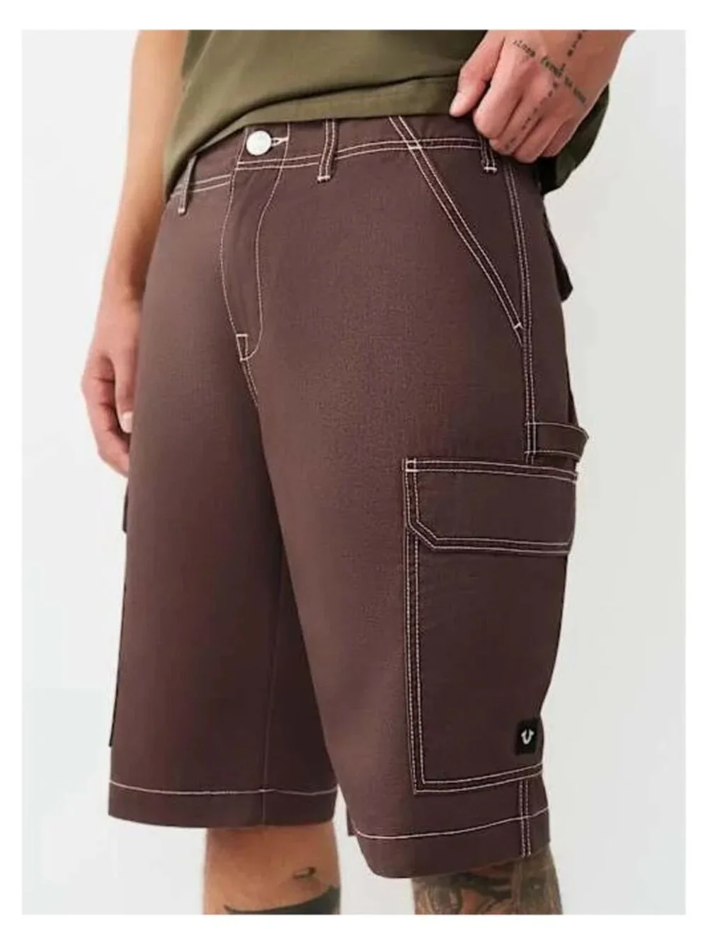 Mens True Religion Utility Cargo Shorts Bracken Brown NWT Size: 36